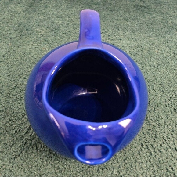 Hall China Company Cobalt Blue Ball Pitcher Art Deco 2 Quart Size Marked 633 USA - Picture 6 of 6